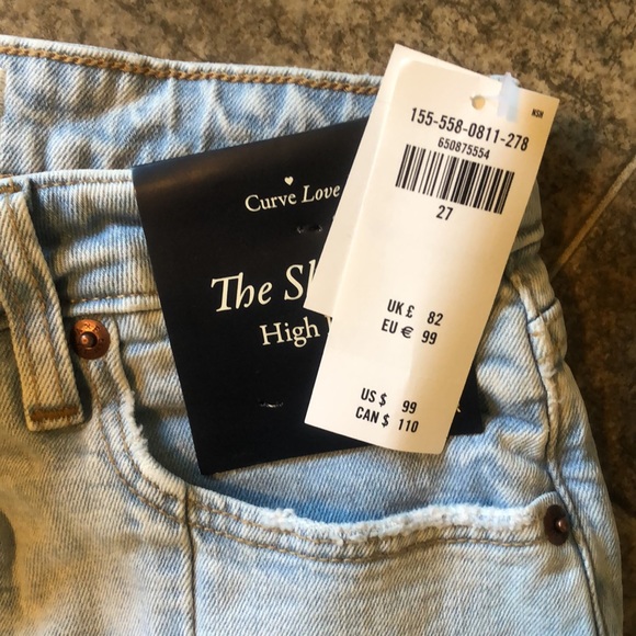 ABERCROMBIE Curve Love High Rise Split Hem Seamed Jeans NWT - Picture 14 of 16